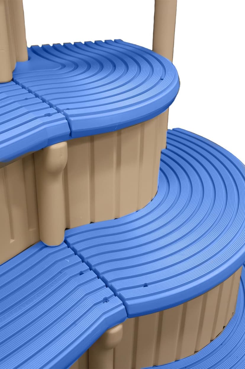 Confer Plastics Curve CCX-AG Drop in Above Ground Pool Step with Blue Treads - Base Step with Add-On