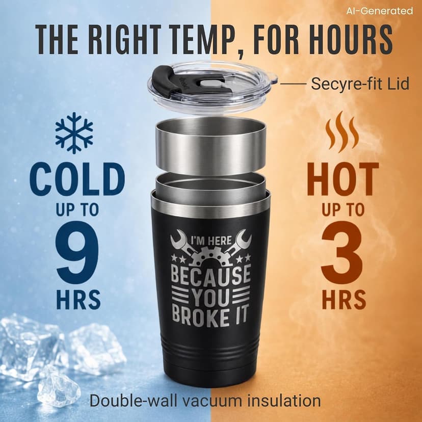 Maintenance man gift with a funny laser-engraved 20oz tumbler, hot/cold insulation, splash-proof lid, and gift-ready box Onebttl Maintenance Man Gifts for Men, 20oz Stainless Steel Coffee Tumbler B0C6XBJ6T8