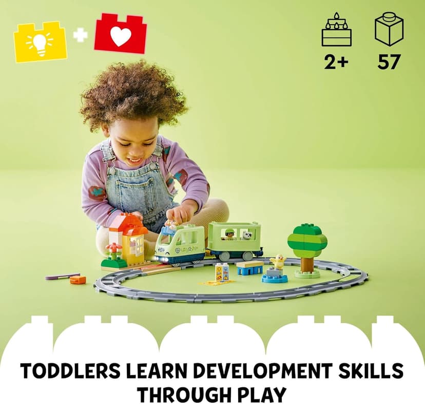 Building Toys for Toddlers, Ages 2+, Train Set, Develops Fine Motor Skills, W/ Larger Bricks & Figures, 57 Pieces, Gift Idea LEGO DUPLO Interactive Adventure Train 10427 B0CV2BX49N
