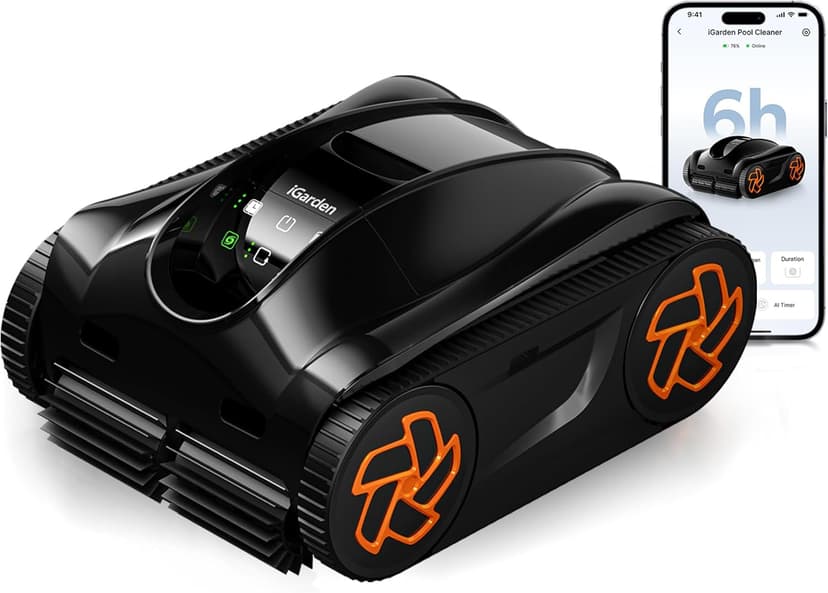 (2026 Upgrade) iGarden Pool Cleaner K60, 6H Cordless Robotic Pool Vacuum for Inground & Above Ground Pools, AI Timer, Smart Navigation, Floor, Walls&Waterline Scrubber, Touchscreen, Auto-Parking