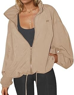 Yousify Womens Waterproof Rain Jackets Lightweight Zip Up Raincoat Outdoor Hiking Hooded Windbreaker with Pocket