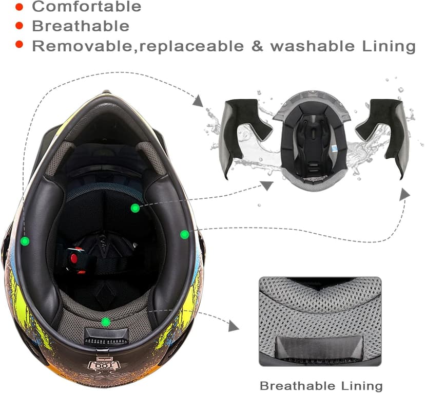 Dirt Bike Helmets ATV MX Motocross Four Wheeler Helmets for Adults Dual Sport Off Road Motorcycle Helmets for Men Women Full Face Helmet Dot Approved Color Red Shield