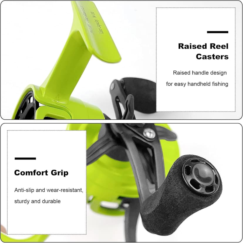 FREE FISHER Ice Fishing Reels 3.2:1 Gear Ratio Ultra Smooth 3+1Ball Bearings Strength CNC-machined Aluminum Inline Ice Fishing Reel with Left/Right Hand Retrieve