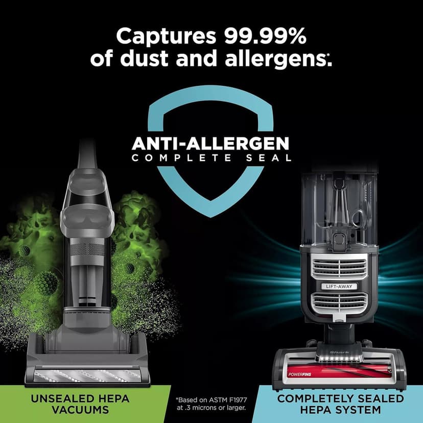 Shark UV730 Navigator Lift-Away Upright Vacuum, PowerFins HairPro Self-Cleaning Brushroll, HEPA Filter with Anti-Allergen Technology, LED Headlights, Swivel Steering, Gray (Renewed)