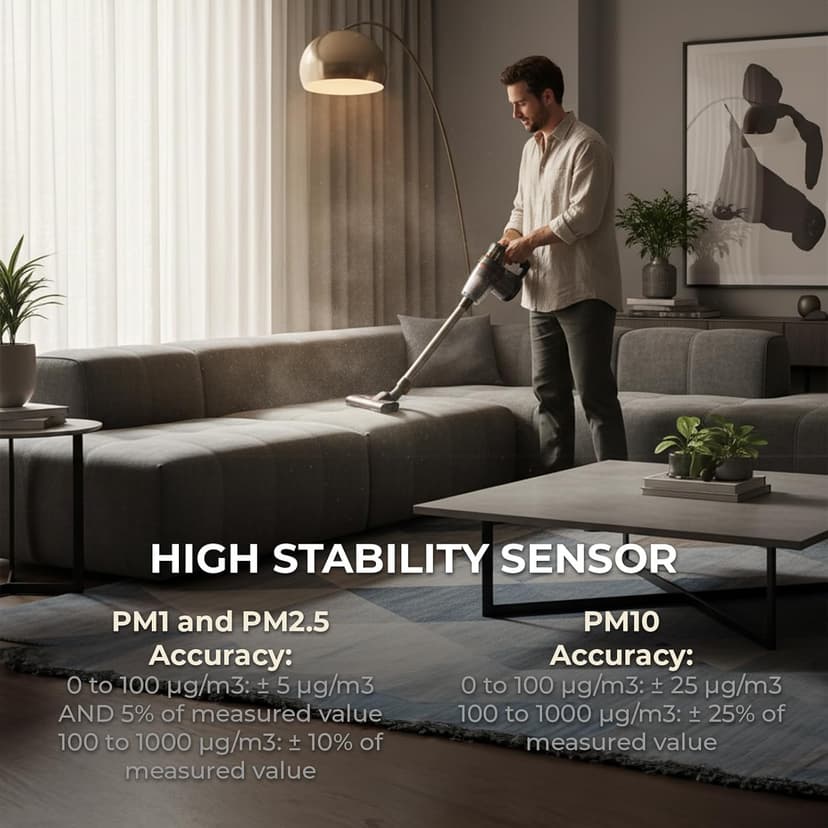Air Quality Monitor Indoor 7.5" Display + Alerts, CO2 Monitor PM2.5 PM1.0 PM10 with TVOC Temperature Humidity for Home, Kitchen, Bedroom, Office, RV