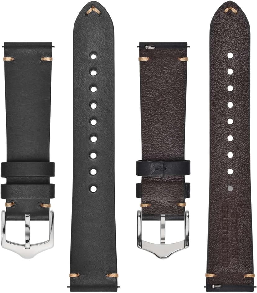 BISONSTRAP Men's Watch Bands, Hand-Stitched Leather Watch Straps, Quick Release, 18mm 19mm 20mm 21mm 22mm