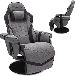 RESPAWN 900 Console Gaming Recliner with Footrest and Lumbar Support - Comfortable Ergonomic Gaming Chair with Headrest, No Wheels, Reclining, Heavy Duty, Racing Style Video Game Chairs - Gray Fabric