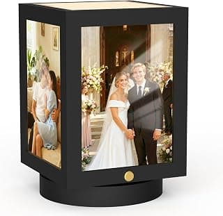 Mixoo 4x6 Picture Frame Light, Vintage Rotating Photo Frame Tabletop Lamp, Touch Desk Lamp for Bedroom Bedside, Table lamps for Office Family Retirement Anniversary Birthday Gifts (Wooden Black) B0FN7D9BXX