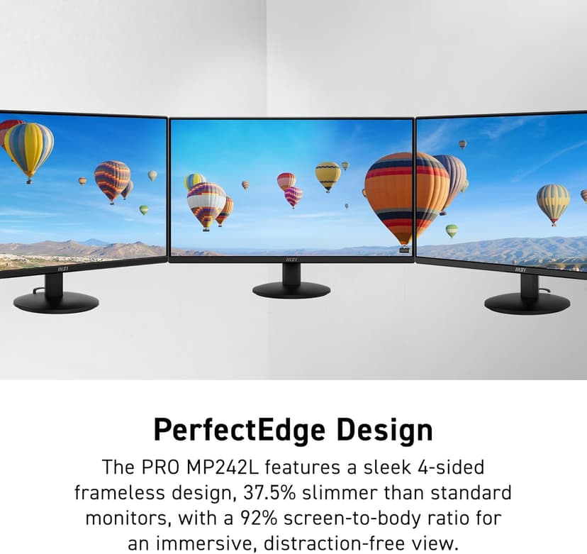 msi PRO MP242LE 24-inch IPS 1920 x 1080 (FHD) Computer Office Monitor, 100Hz, Adaptive Sync, HDMI, DisplayPort, Tilt, 4-Side Slim Bezel 1ms, Black
