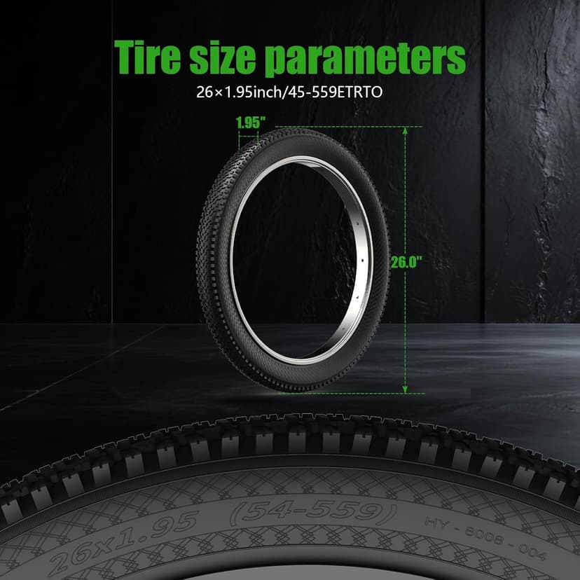 Mountain Bike Tires 24/26x1.95 Inch 2-Pack - Wear-Resistant Foldable Hybrid Tires with 2 Inner Tubes & Levers, Aggressive Tread for Trail, Commuter, Off-Road (24/26x1.95-30TPI)