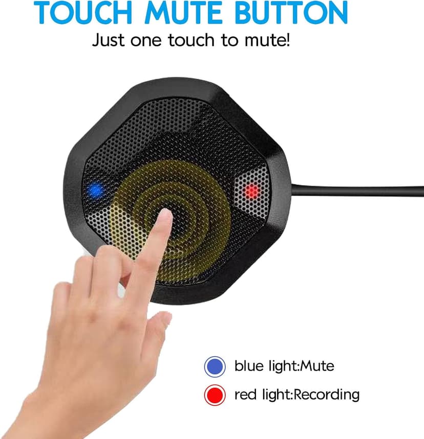 360° Conference USB Microphone for Desktop No Speaker, USB Computer PC Mic, Noise-Canceling Technology, Recording, Skype, Online Class, Court Reporter, Plug & Play, Compatible with Windows & MacOS