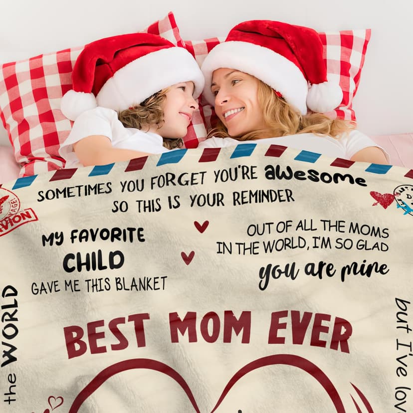 GEEMBI Gifts for Mom from Daughter Son - Super Soft Fleece Throw Blanket for Couch Bed 60x80 in - Mothers Day Mom Birthday Gifts, Mama Gift for Mother, Lightweight Fleece Blanket for Women