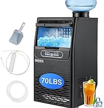 ROVSUN 70LBS/24H Countertop Ice Maker with 2 Water Inlets & Appointment Function, Freestanding Ice Machine with 11lbs Storage Bin, Ice Scoop, Drain Pipe & Water Filter (Black)