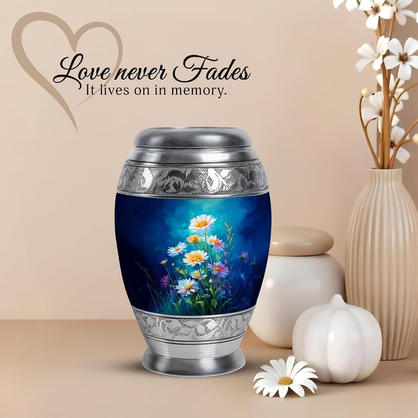 Daisy Urn for Ashes for Women Small Urns for Human Ashes Keepsake - Human Design Burial Urns - Keepsake Funeral Ash Holder & Memorial Gift - Peaceful Cremation Urn 3 Inches B0FSXYNRDS
