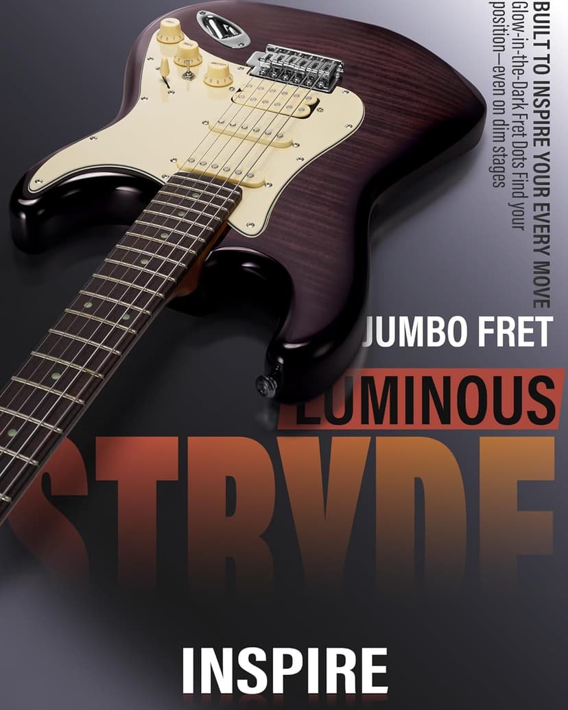 AKLOT Beginner Electric Guitar Kit: 10W Amp, Coil-Split HSS Pickups, Lesson Book, Roasted Maple Neck, Gig Bag, Tuner, Strap, Picks, Stryde Violet Venom