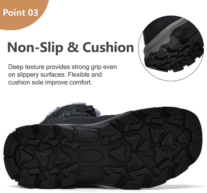 TRAILBLITZ Men's Winter Snow Boots Water Resistant Non Slip Warm Outdoor Lightweight Comfortable Durable 7.1 IN Height Hiking Shoes