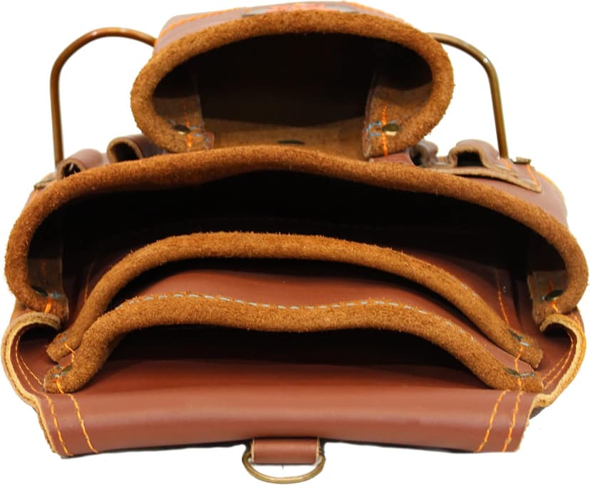 USA Pro Tools Leather Tool Pouch for Carpenter | Best for Electricians, Plumbers, Handyman and Framers | 10 Pockets with 2 Stainless Steel Hammer Holders