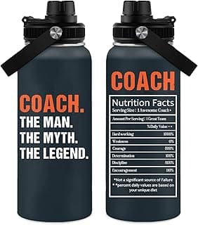 Coach Gifts - 32 Oz Coach Nutriton Facts Water Bottle, The Man The Myth The Legend - Christmas Birthday Cheer Coachs Gifts, Soccer Softball Basketball Swim Coachs Appreciation Gift for Him