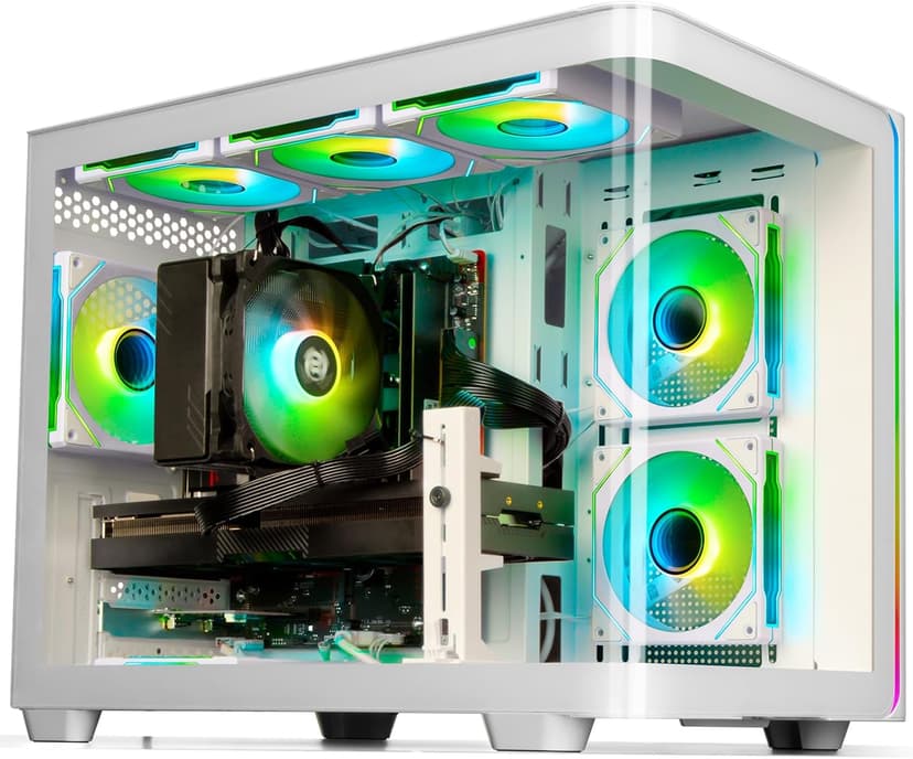 LXZ Gaming PC Desktop - Ryzen 7 9700X, Radeon RX 9060 XT 16GB, 32GB DDR5 RAM, 2TB NVMe 4.0 SSD, 850W PSU - Ready for 1440p & 4K 8K Gaming, VR, and Streaming Tower Computer (White)