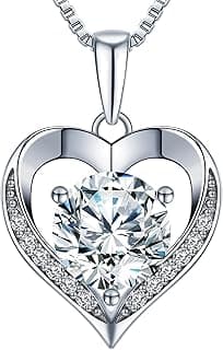 ONLYLIKE Heart Pendant Necklace Gifts for Wife, Engraved 'I LOVE YOU' Gift for Wife, 1-3 Carat Moissanite Necklace, Anniversary Eternity Jewelry Present for Wife, Birthday Gifts for Women