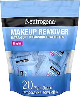 Neutrogena Makeup Remover Wipes, Daily Single Face Cleansing Towelettes, Makeup Removing Cleansing Wipes Removes Dirt & Oil, Alcohol-Free Face Towelettes, 20 ct