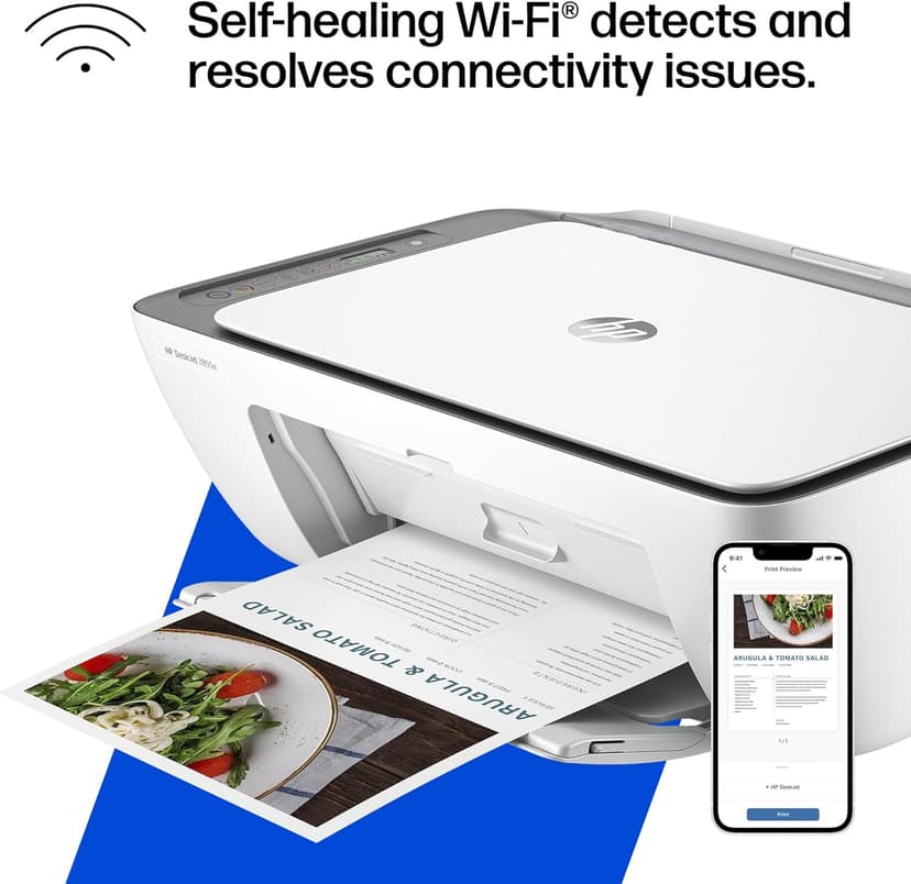 HP DeskJet 2855e Wireless All-in-One Color Inkjet Printer, Scanner, Copier, Best-for-home, 3 months of Instant Ink included, Single-band Wi-Fi connectivity (588S5A)