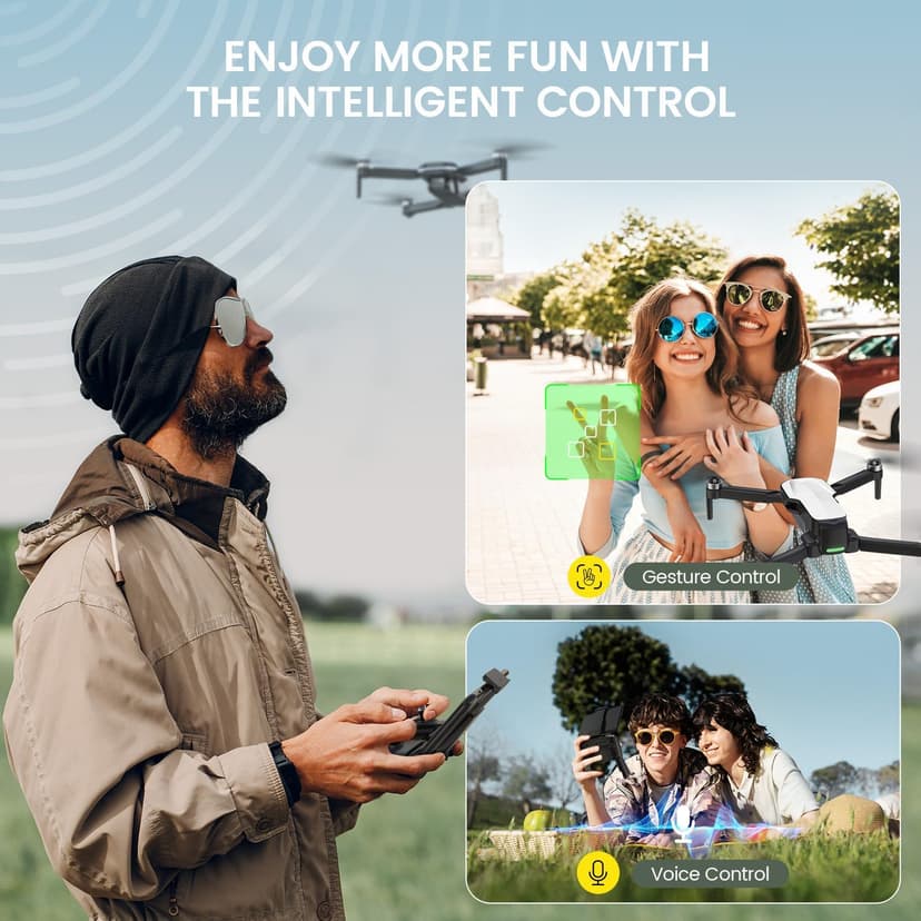 Holy Stone FPV Drone with 1080P HD Camera for Beginner Adults and Kids, HS280D Foldable RC Quadcopter with Brushless Motor, Optical Flow, Tap Fly, Voice Control, Gesture Selfie, 2 Modular Batteries