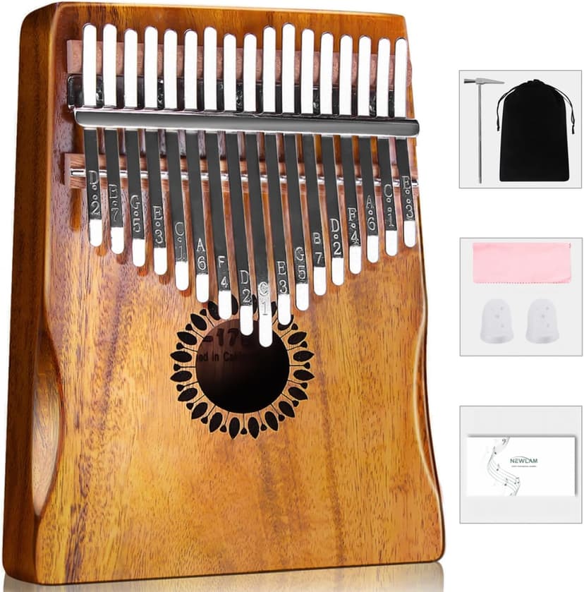 Kalimba Thumb Piano 17 Keys, Portable Mbira Finger Piano Gifts for Kids and Adults Beginners Wood