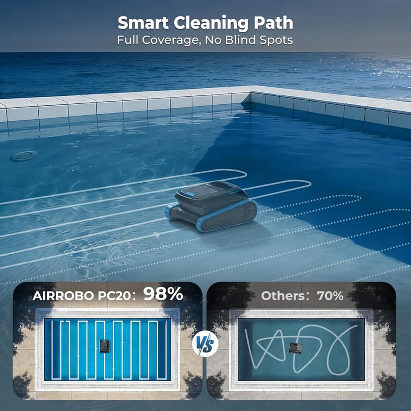Cordless Robotic Pool Cleaner, 5,000 GPH with 150μm Filter, Floor/Wall/Waterline Cleaning, Smart Zigzag Navigation, 5,200mAh Battery, App-Controlled Presets for Inground & Above Ground Pools