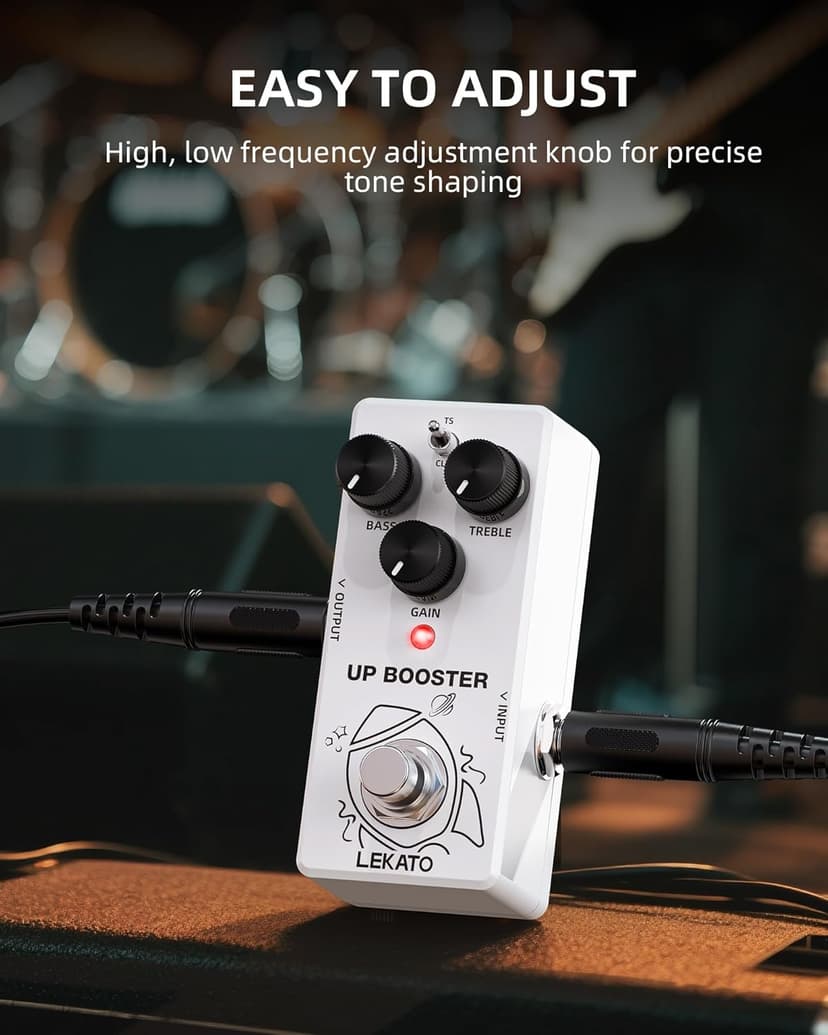 LEKATO Boost Guitar Pedal, 2-Mode Clean and TS Booster, Mini Boost Pedal for Electric Guitar, Truebypass, DC 9V