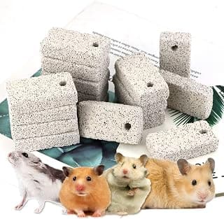 20 Pcs Small Animal Pet Lava Bites Chews Toy Teeth Grinding Block Mineral Calcium Stone for Hamsters Parrot Chinchillas Rabbits Guinea Pigs Gerbils