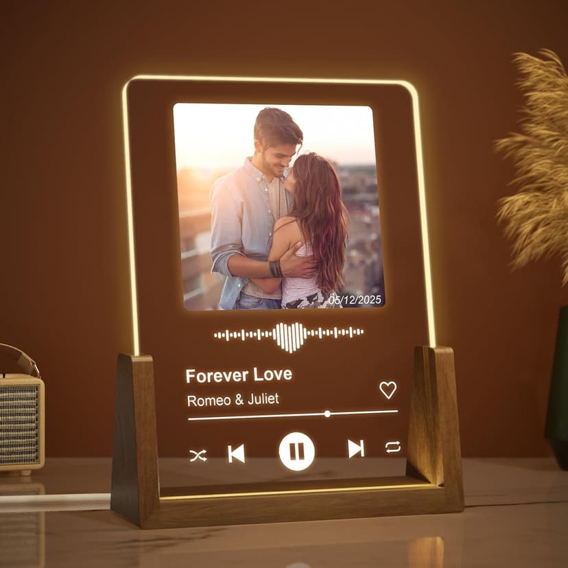 Custom music plaque picture frame, Valentine, anniversary, birthday gift for him, her, boyfriend, girlfriend, wife or husband LUCKOR Custom Music Photo Plaque, Valentine Gift for Couples B0CYCFTDYN