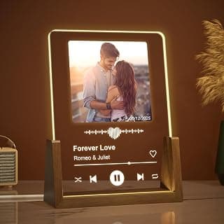 Custom music plaque picture frame, Valentine, anniversary, birthday gift for him, her, boyfriend, girlfriend, wife or husband LUCKOR Custom Music Photo Plaque, Valentine Gift for Couples B0CYCFTDYN