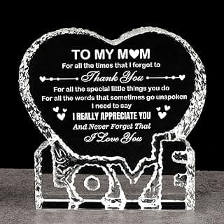 Crystal for Mom, Birthday Gifts for Mom from Daughter Son, K9 Crystal Plaque Keepsake, Best Gift for Mom on Xmas Thanksgiving Anniversary Birthday Mother‘s Day