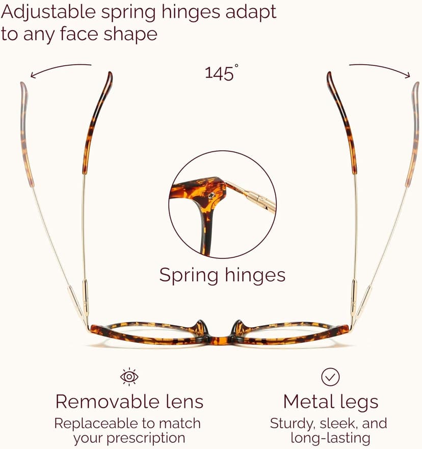 Gaoye Blue Light Blocking Glasses - Trending Round TR90 Frames, Metal Arms, UV400 Protection - Matching Soft Case