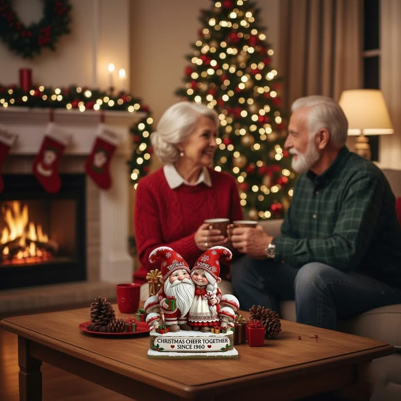 Love Signal Personalized 3D Effect Growing Old Together Christmas Plaque, Custom Wooden Sign Gift For Couples, Christmas Gifts For Parents, Grandparents, Anniversary Marriage Gift for Husband Wife 02