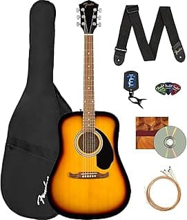 Fender FA-125 Acoustic Guitar - Sunburst Bundle with Gig Bag, Tuner, Strings, Strap, Picks, and Austin Bazaar Instructional DVD