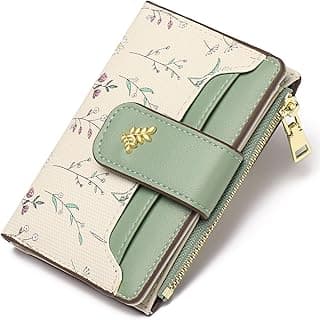 GAEKEAO Small Wallets for Women RFID Blocking Leather Bifold Zipper Pocket Wallet Credit Card Holder with ID Window