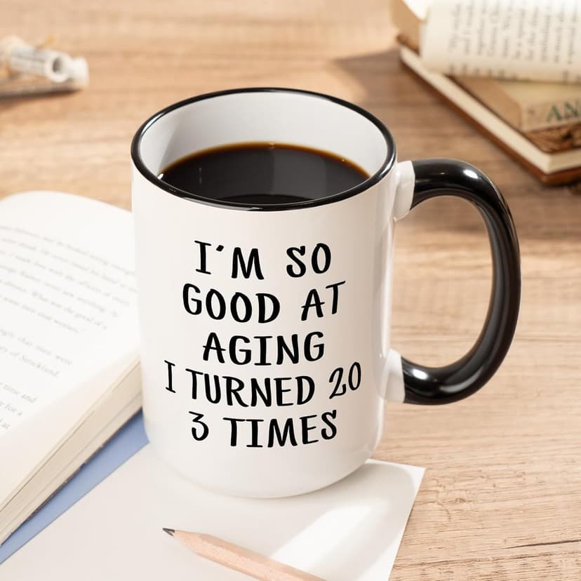 Aurahouse 60th Birthday Gifts for Women Men Mug, Funny Gift Ideas for 60th Birthday Women, 60 Year Old Birthday Gifts for Women Men Mom Dad Sister Friend Aunt, Turned 20 3 Times Coffee Cup Decorations
