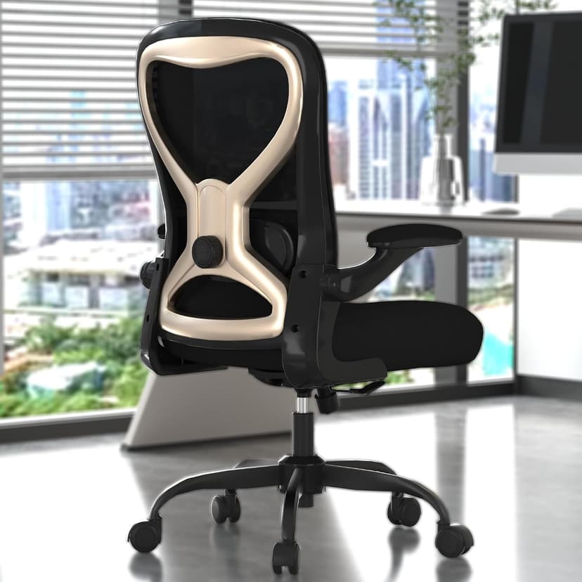 Office Desk Chair with Ergonomic Lumbar Support, Extra-Thick Seat Cushion, Flip-up Arms, Breathable Mesh Back, Computer Task Chair for Home Office