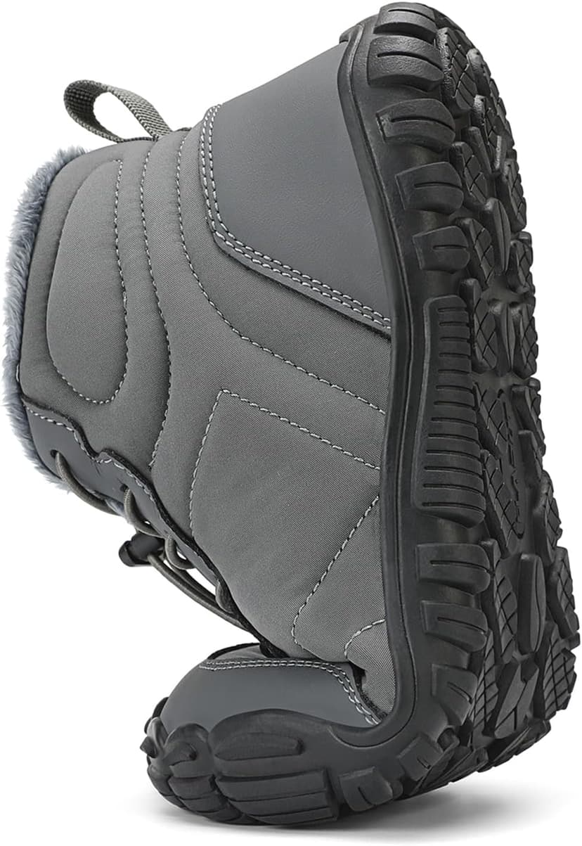 FLARUT Mens Womens Barefoot Snow Boots Winter Warm Shoes Fur Lined Wide Toe Box Zero Drop Ankle Sneakers