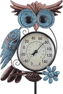 No Battery Needed Garden Stake Wall Art Gifts Idea Waterproof MUMTOP Outdoor Thermometer, Owl Outside Decor for Patio, Yard and Garden B09XB9V83S