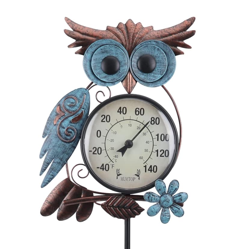 No Battery Needed Garden Stake Wall Art Gifts Idea Waterproof MUMTOP Outdoor Thermometer, Owl Outside Decor for Patio, Yard and Garden B09XB9V83S