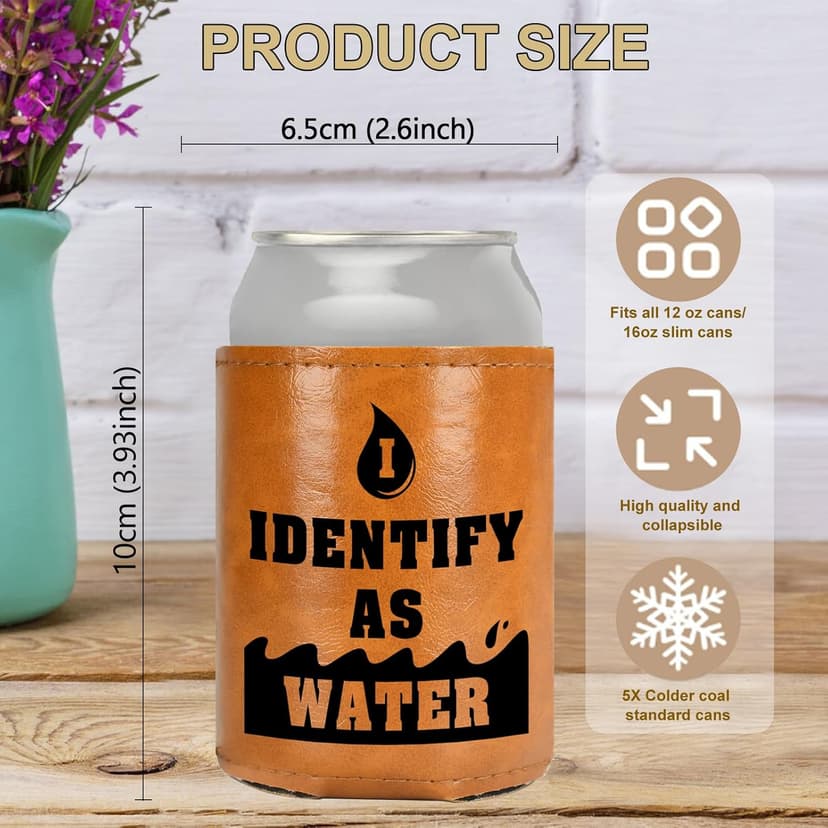 White Elephant Gifts for Adults Leather Can Cooler for Men Christmas Stocking Stuffers Gifts for Dad From Daughter Son Fathers Day Birthday Gag ldeas Funny Retirement Gift Tactical Koozie