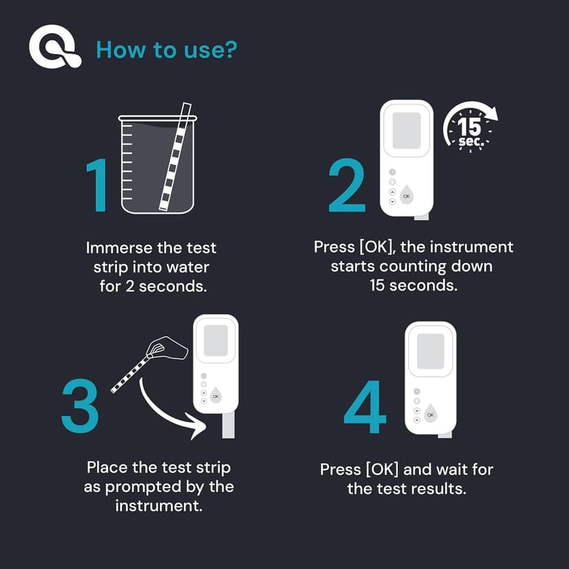 Eagle Ray Digital Water Testing Kit for Spa & Pool - Digital Hot Tub Water Tester by AquaDoc with Analyzer & Hot Tub Test Strips for Chlorine, Bromine, Total Hardness, pH and More