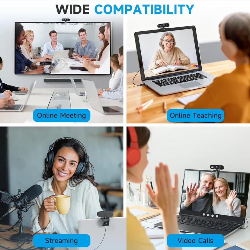 AOC 4k Webcam for PC with Microphone, Computer Camera with Noise Cancellation, Privacy Cover, 99° FOV, Plug & Play USB Webcam for Streaming, Conferencing, Zoom, Skype, Facetime, Laptop, PC, Skype