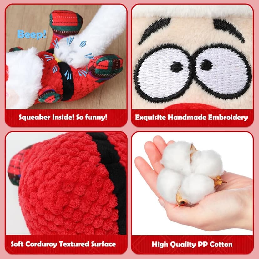 SZEE Dog Christmas Toys for Medium & Big Pets [3 Pack], Premium Dog Gifts, Christmas Doggy Plush Squeaky Chew Toys - Santa, Reindeer, Snowman B0DCMH5GY4