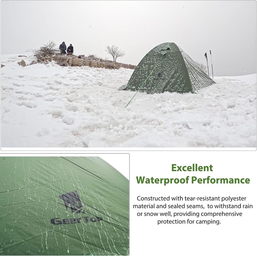 GEERTOP Ultralight 2 Person Backpacking Tent 4 Season Waterproof Camping Tent Double Layer Cold Weather Easy Set Up Tents for Family Camp, Hiking, Hunting Outdoor Mountaineering Travel