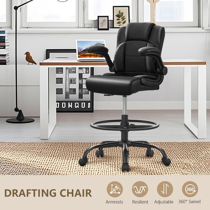 BOSMILLER Drafting Chair,Tall Office Chair for Standing Desk with Adjustable Height,Counter Computer Chairs with Footrest for Home,Drawing or Counter Height Use