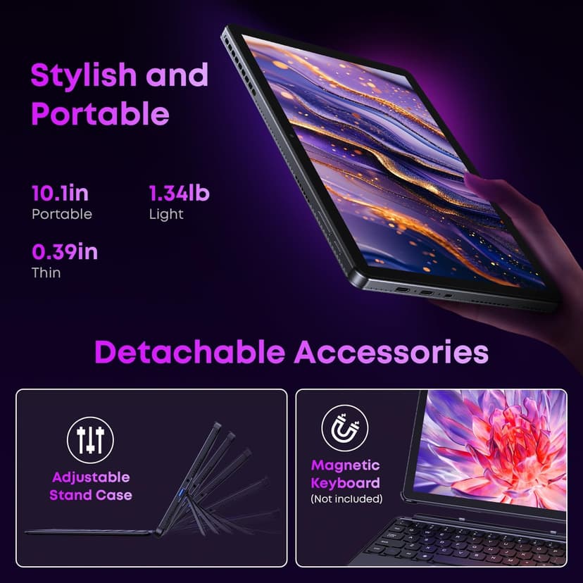 CHUWI Windows 11 Tablet 10.1'', 8GB RAM 256GB SSD, Intel Core i3 (3.9GHz), Expandable to 2TB, Windows Tablet PC, IPS HD Touchscreen, 4K HDMI, 5MP AF Camera, WiFi 6, BT5.3, USB3.2, with Case